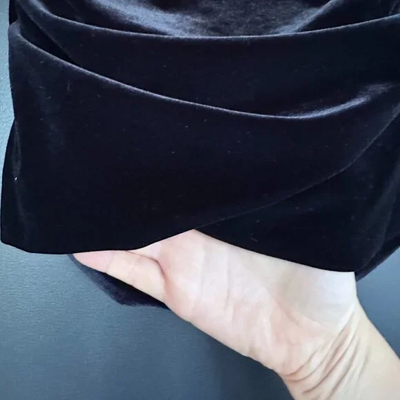 NWT | The Kooples | Black Velvet | Ruched Mini Skirt - Picture 7 of 10